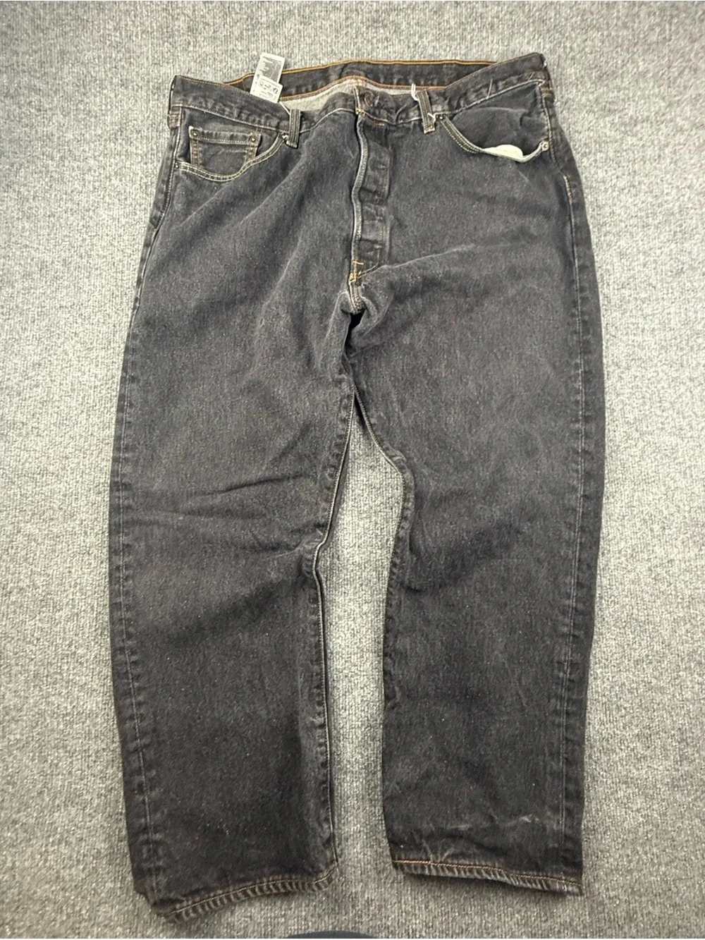 Levi's 501 Men's Black Straight Jeans, Size 42x27 (hemmed)